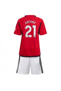 Fotbalové Dres Manchester United Antony #21 Dětské Domácí Oblečení 2023-24 Krátký Rukáv (+ trenýrky)